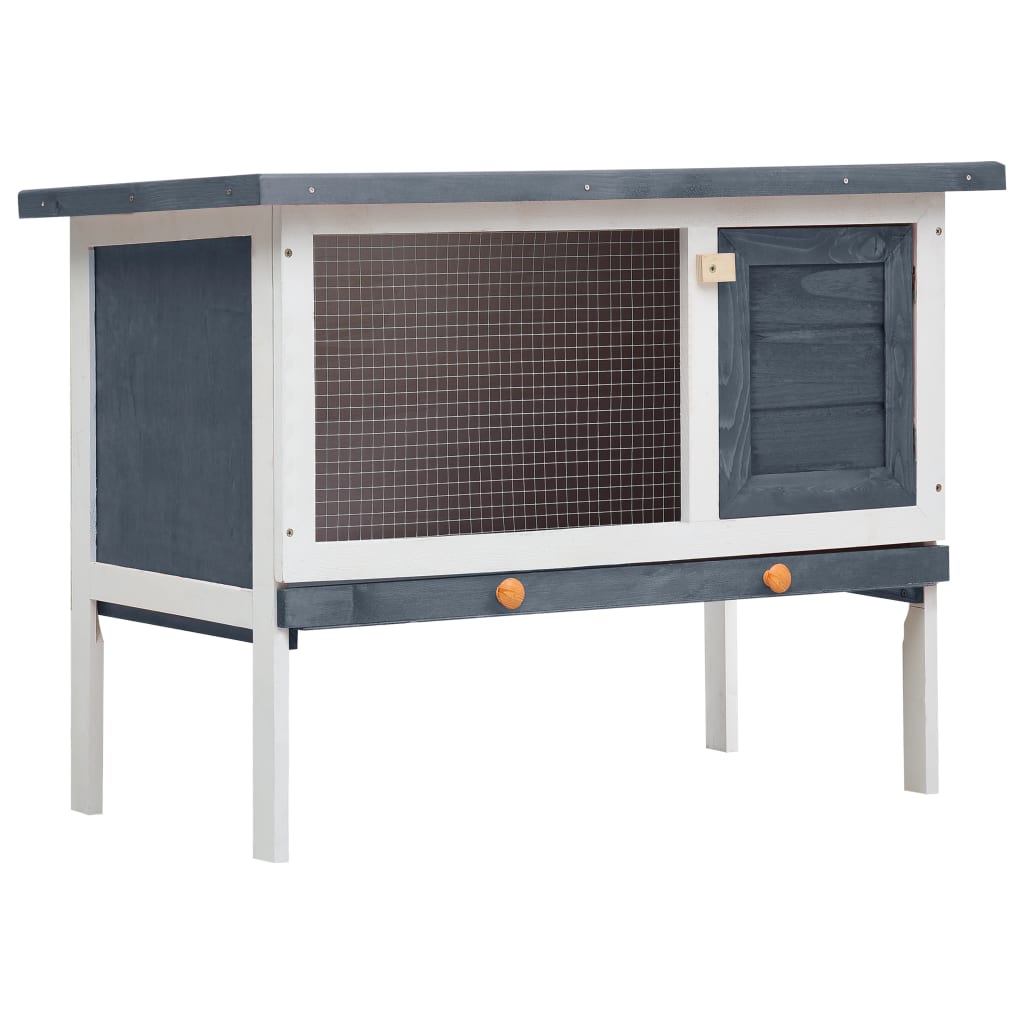 NNEVL Outdoor Rabbit Hutch 1 Layer Grey Wood