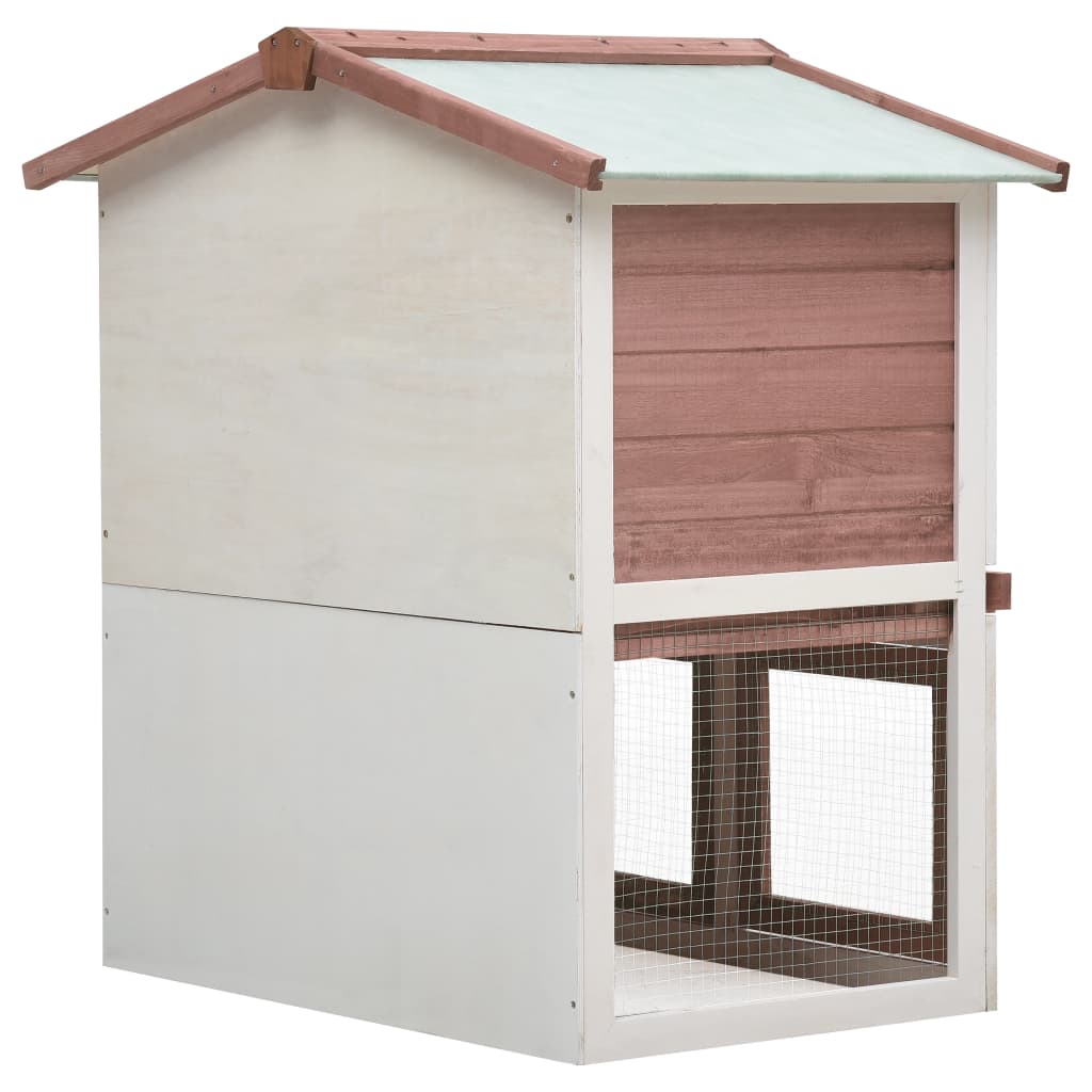 NNEVL Outdoor Rabbit Hutch 3 Doors Brown Wood