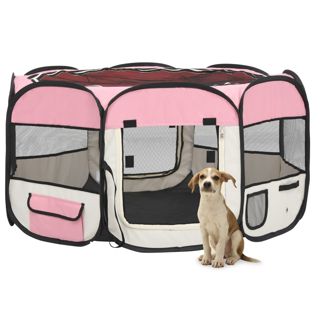 vidaXL Foldable Dog Playpen with Carrying Bag Dog Kennel Puppy Run Playpen