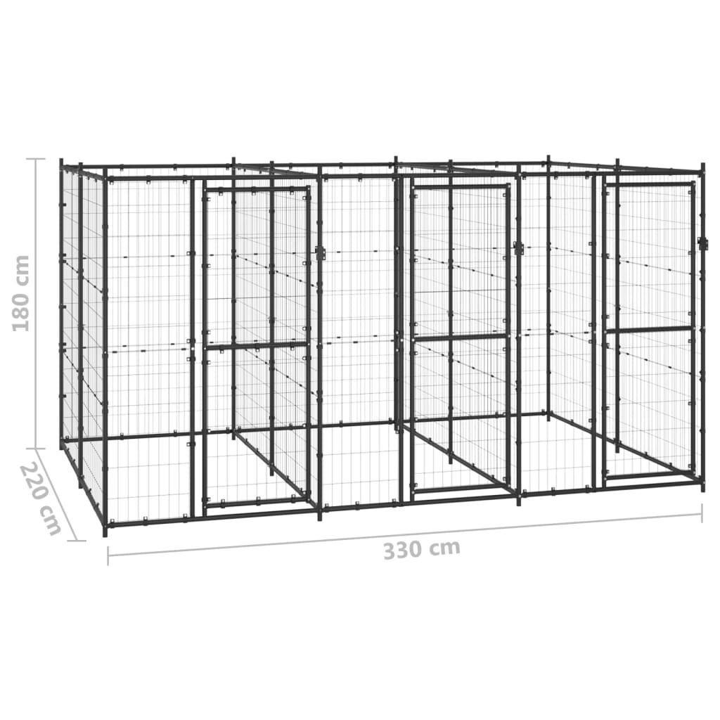 vidaXL Outdoor Dog Kennel Steel 78.1 ft²