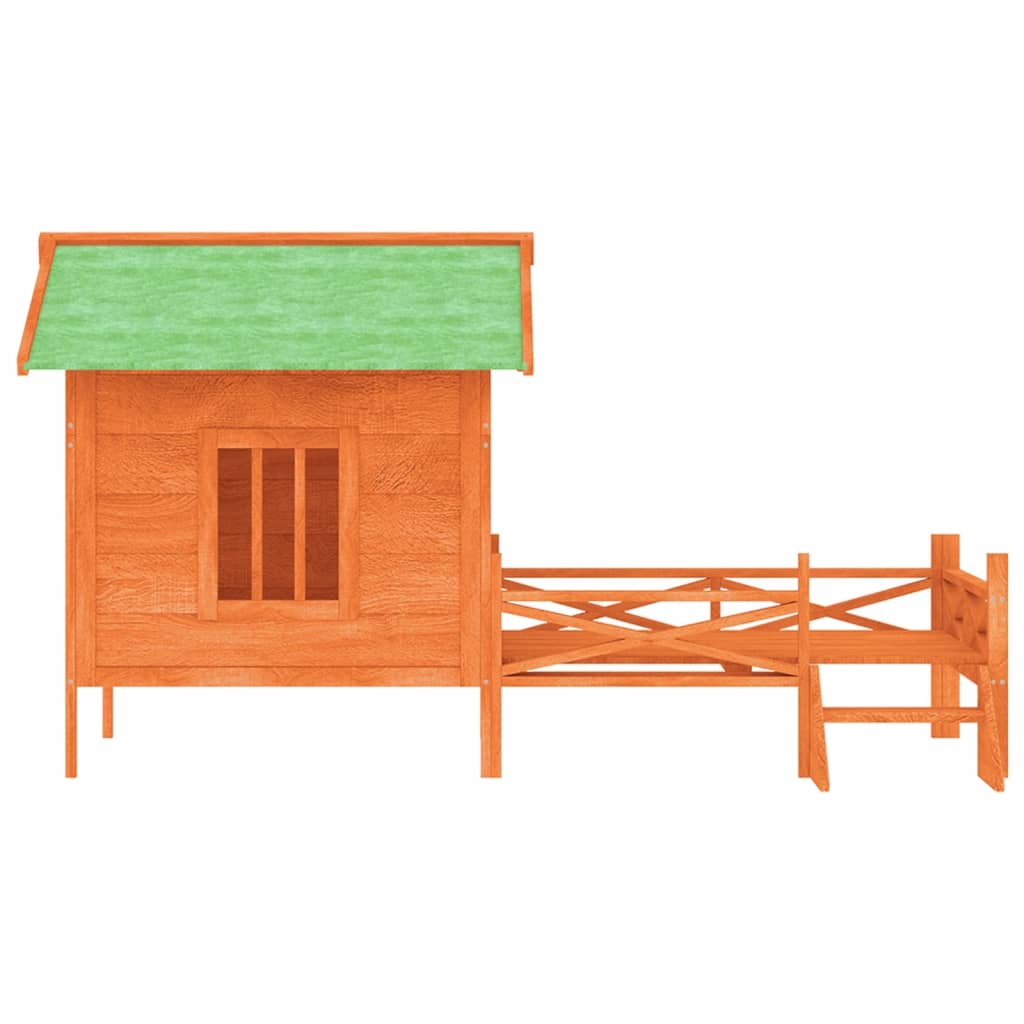 vidaXL Dog Kennel Brown 62.6"x47.2"x34.8" Solid Wood Pine