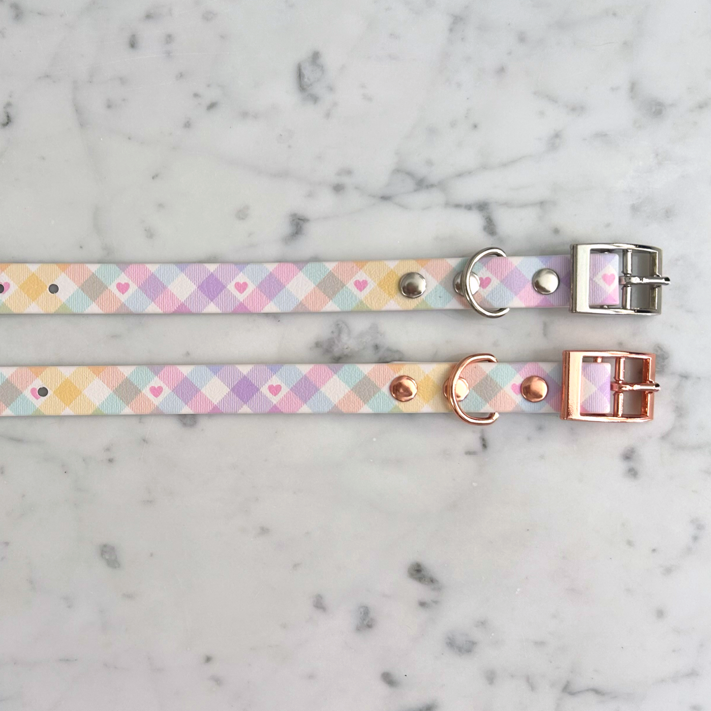Pastel Vichy Handmade Dog Collar