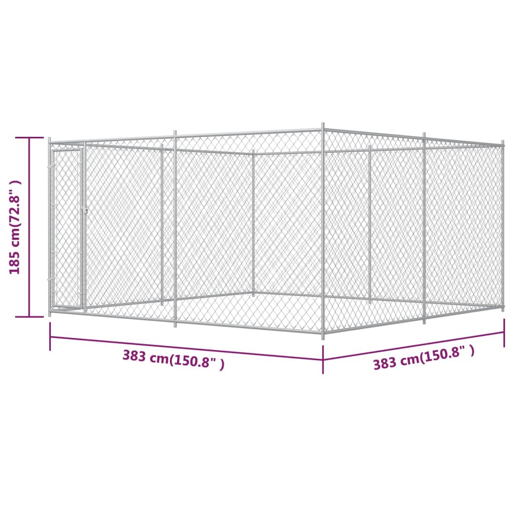 vidaXL Outdoor Dog Kennel 150.8" x 150.8" x 72.8"