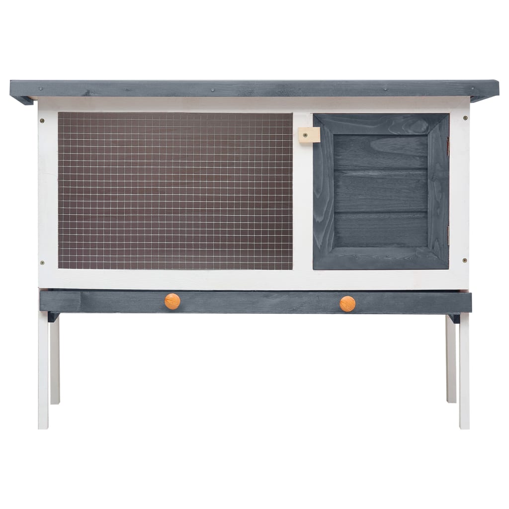 NNEVL Outdoor Rabbit Hutch 1 Layer Grey Wood