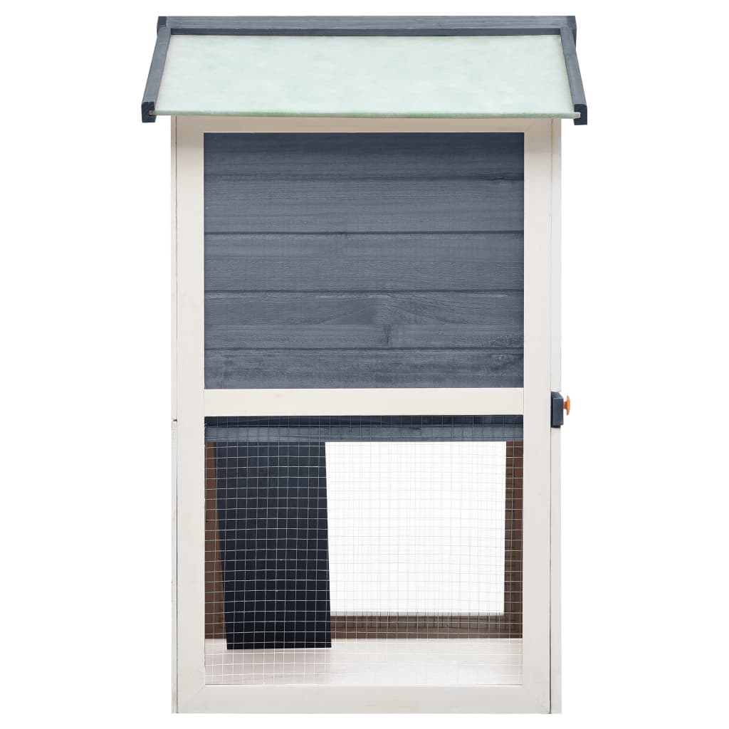 NNEVL Outdoor Rabbit Hutch 3 Doors Grey Wood