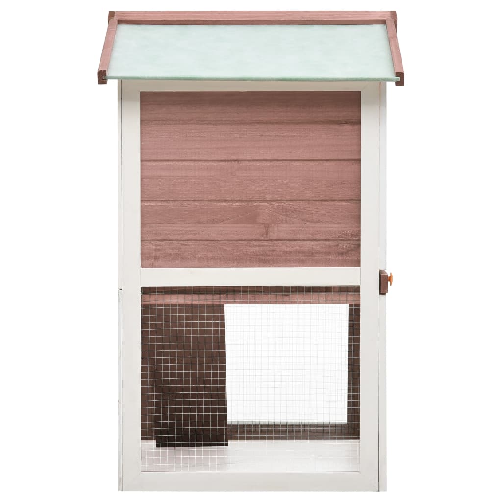 NNEVL Outdoor Rabbit Hutch 3 Doors Brown Wood