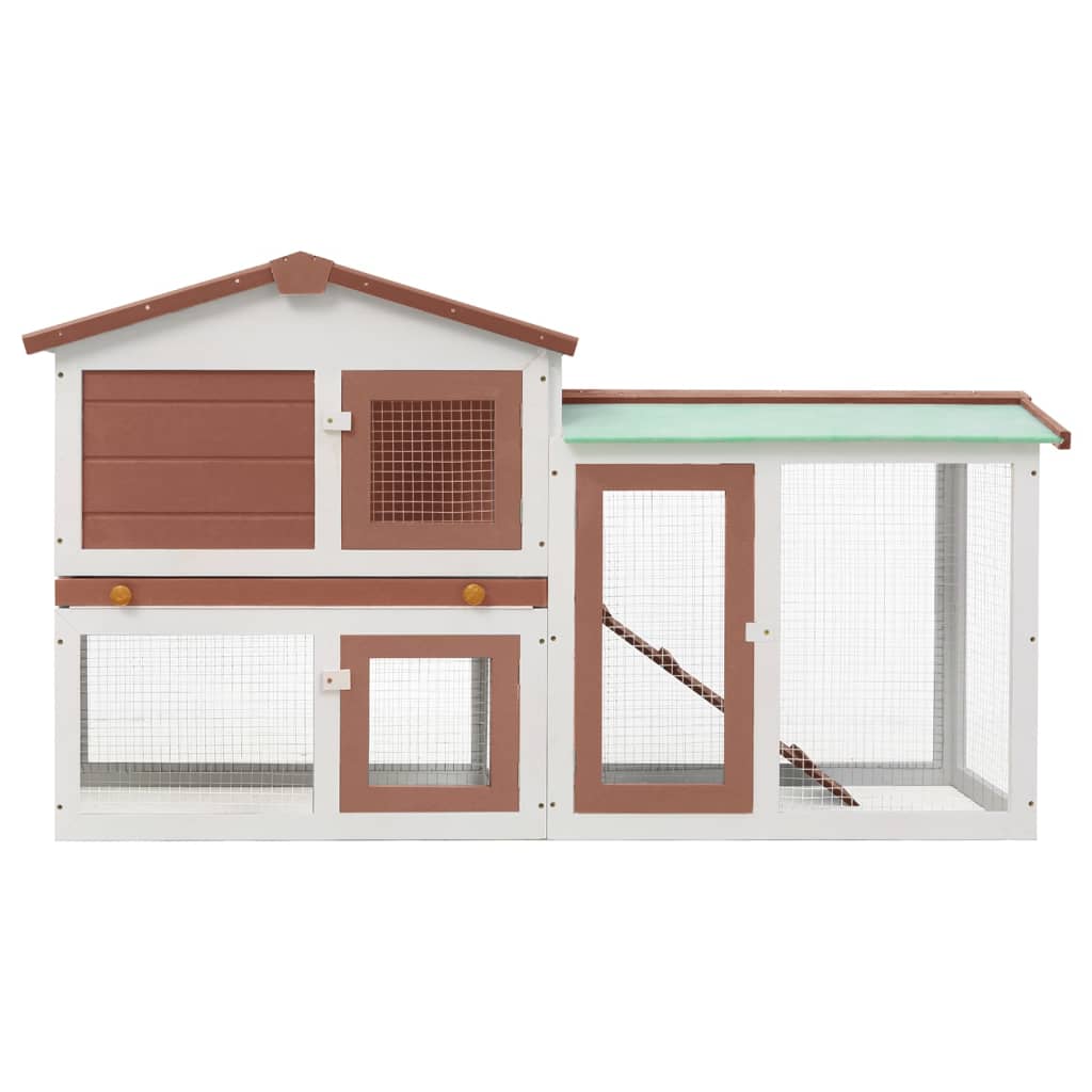 NNEVL Outdoor Large Rabbit Hutch Brown and White 145x45x85 cm Wood