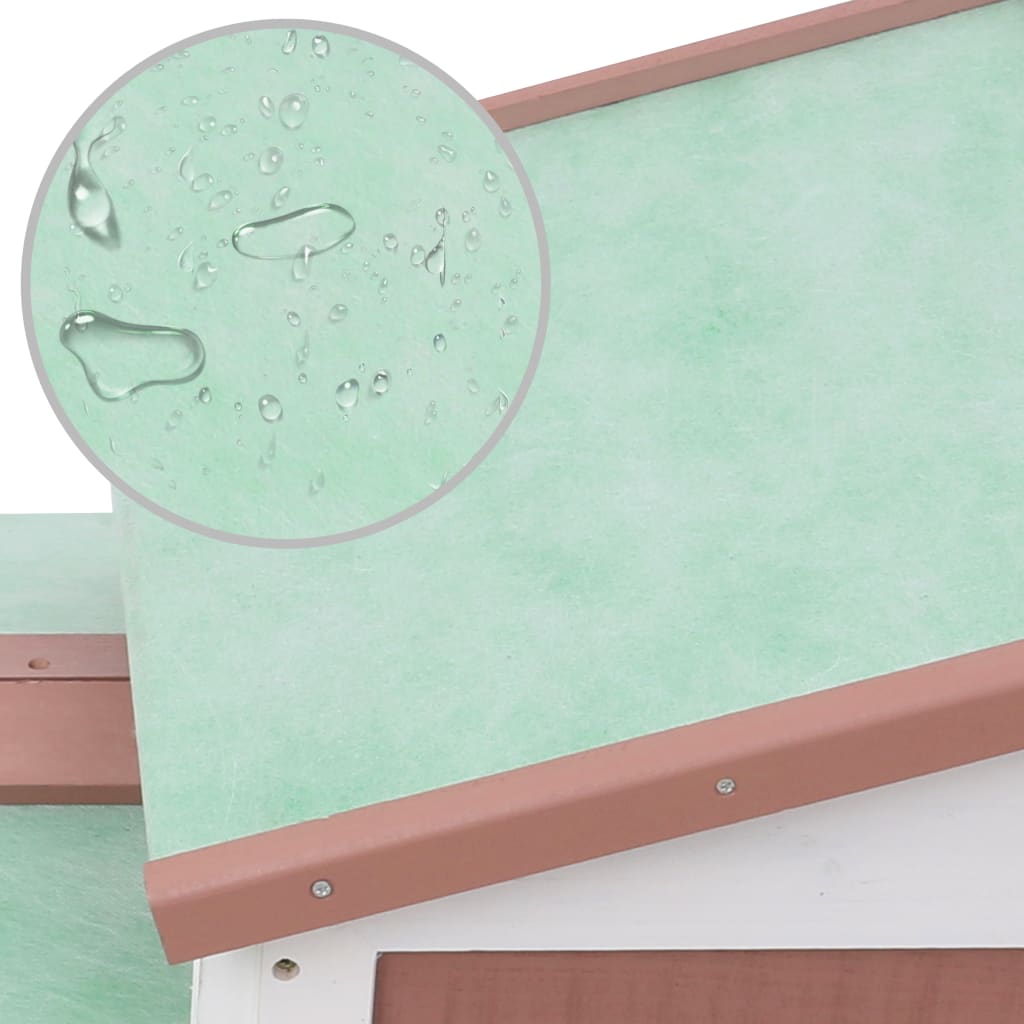 NNEVL Outdoor Large Rabbit Hutch Brown and White 145x45x85 cm Wood