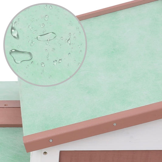 NNEVL Outdoor Large Rabbit Hutch Brown and White 145x45x85 cm Wood