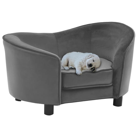 NNEVL Dog Sofa Grey 69x49x40 cm Plush and Faux Leather