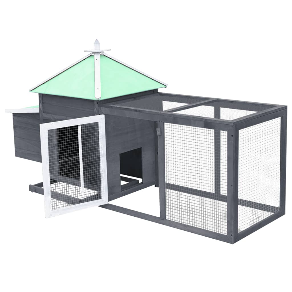 NNEVL Chicken Coop with Nest Box Grey 190x72x102 cm Solid Firwood