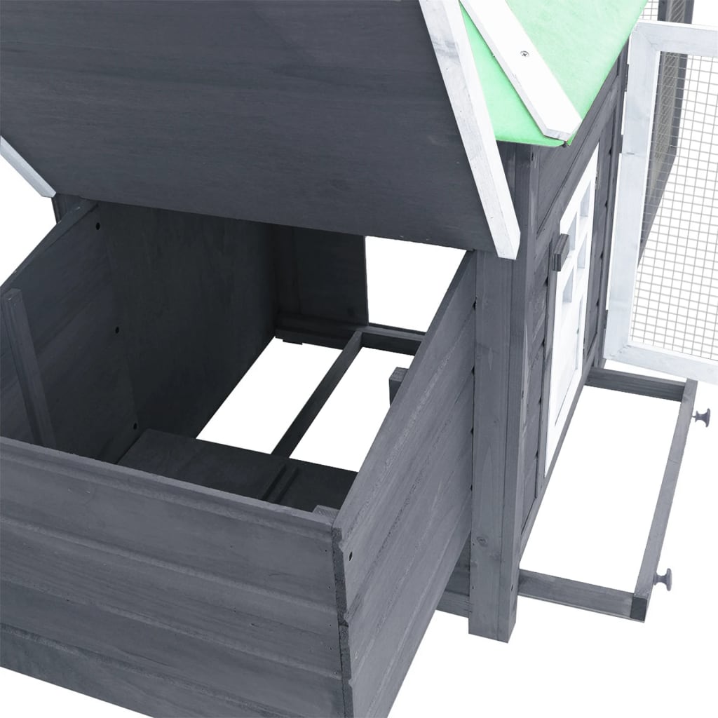 NNEVL Chicken Coop with Nest Box Grey 190x72x102 cm Solid Firwood