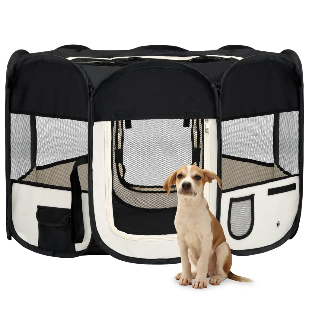 vidaXL Foldable Dog Playpen with Carrying Bag Dog Kennel Puppy Run Playpen