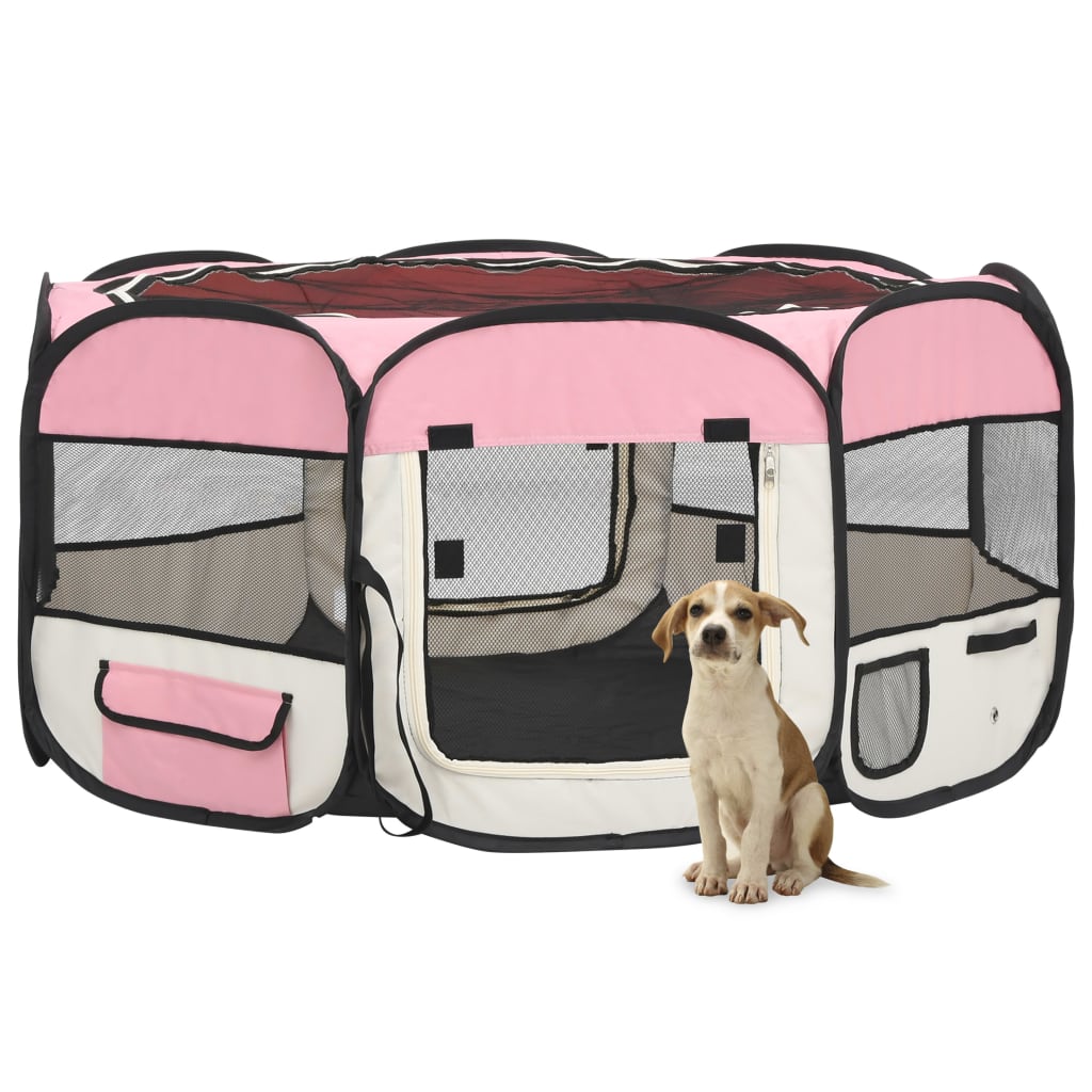 vidaXL Foldable Dog Playpen with Carrying Bag Dog Kennel Puppy Run Playpen