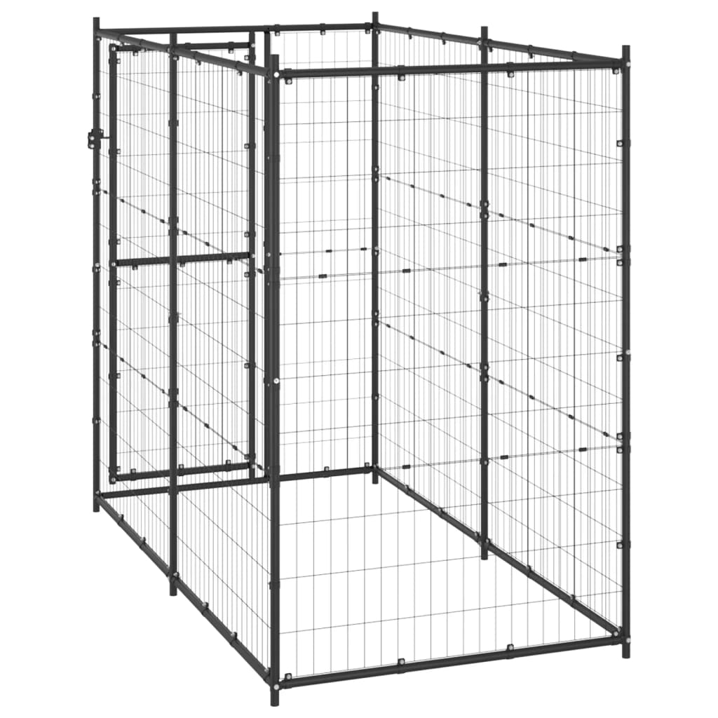 vidaXL Outdoor Dog Kennel Steel 43.3"x86.6"x70.9"