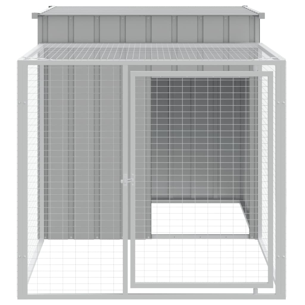 NNEVL Chicken Cage with Run Light Grey 110x201x110 cm Galvanised Steel