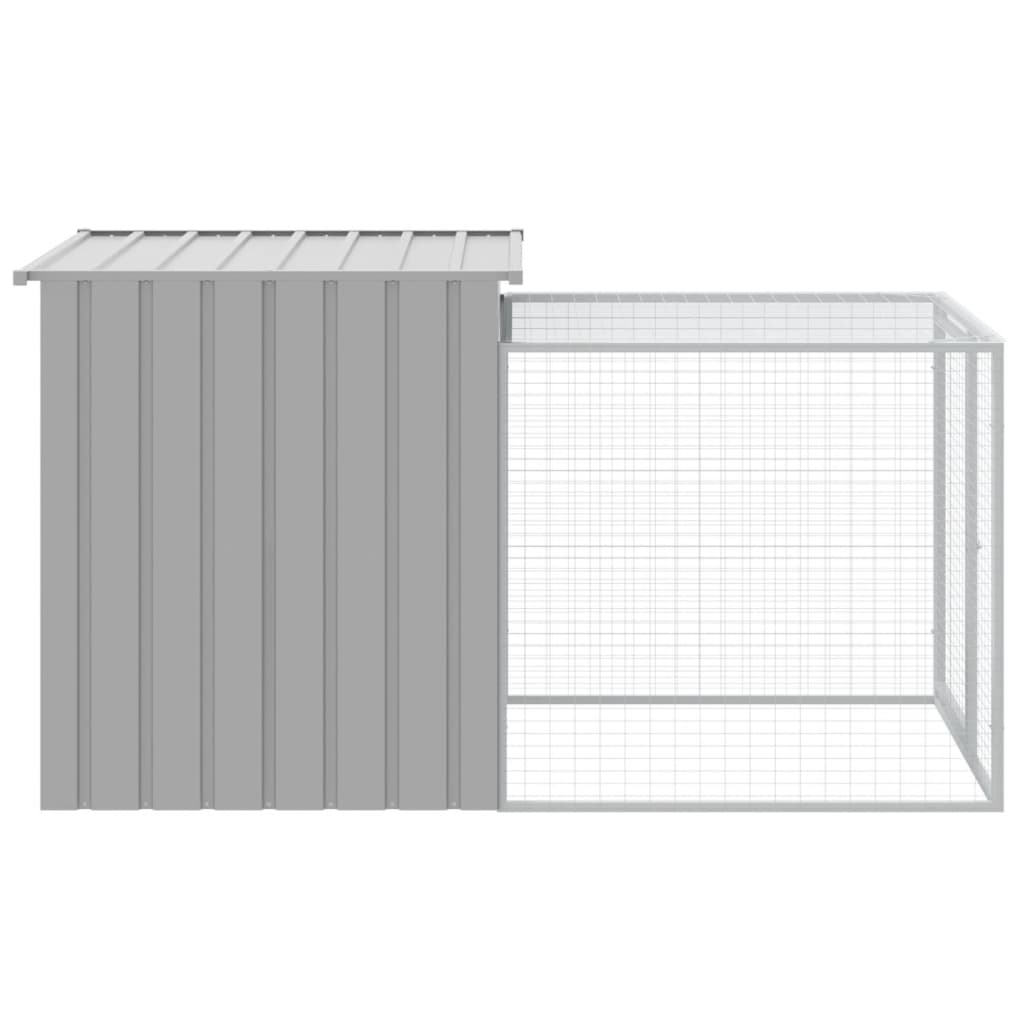 NNEVL Chicken Cage with Run Light Grey 110x201x110 cm Galvanised Steel