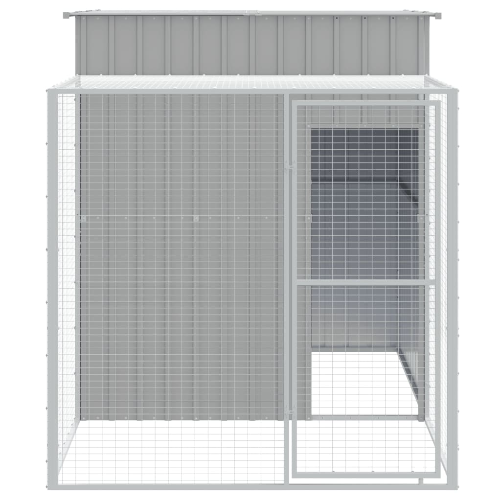 NNEVL Chicken Cage with Run Light Grey 165x251x181 cm Galvanised Steel