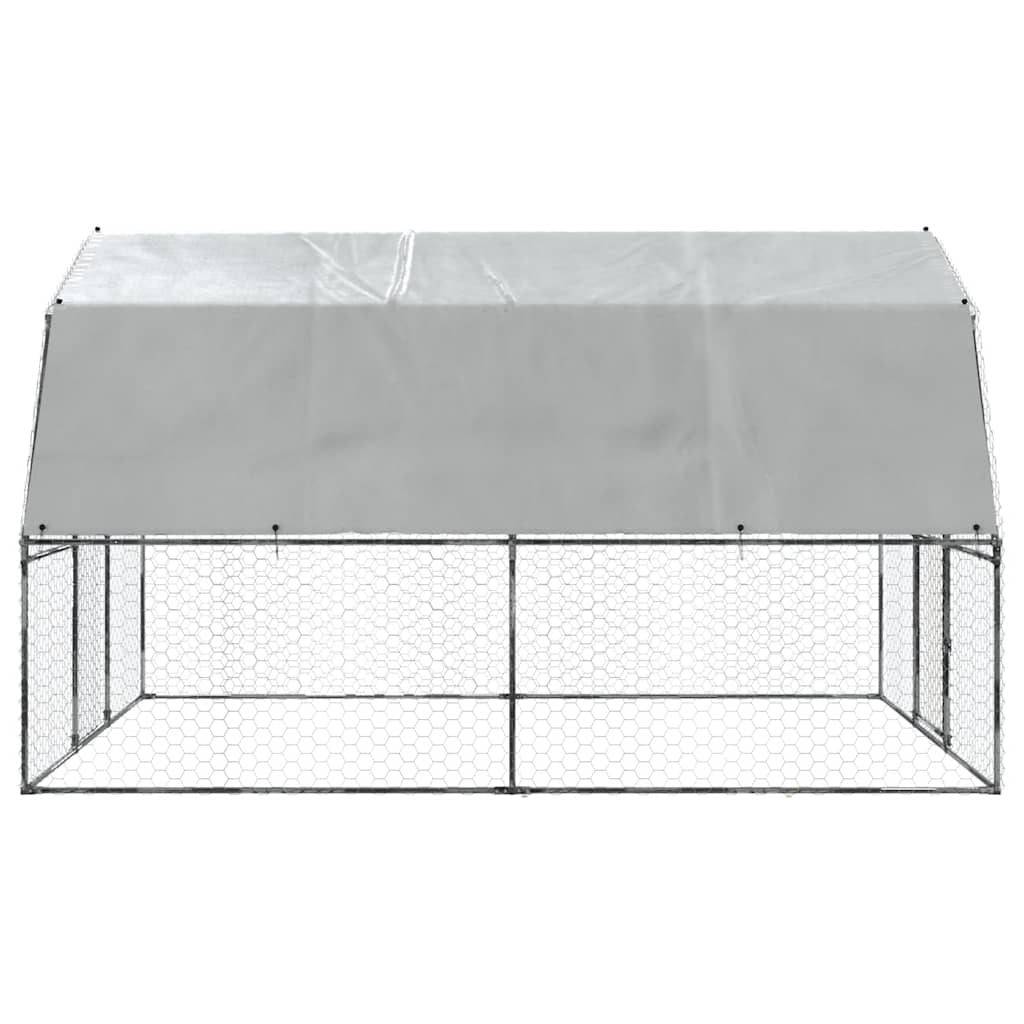 NNEVL Chicken Cage with Roof and Door Silver Galvanised Steel