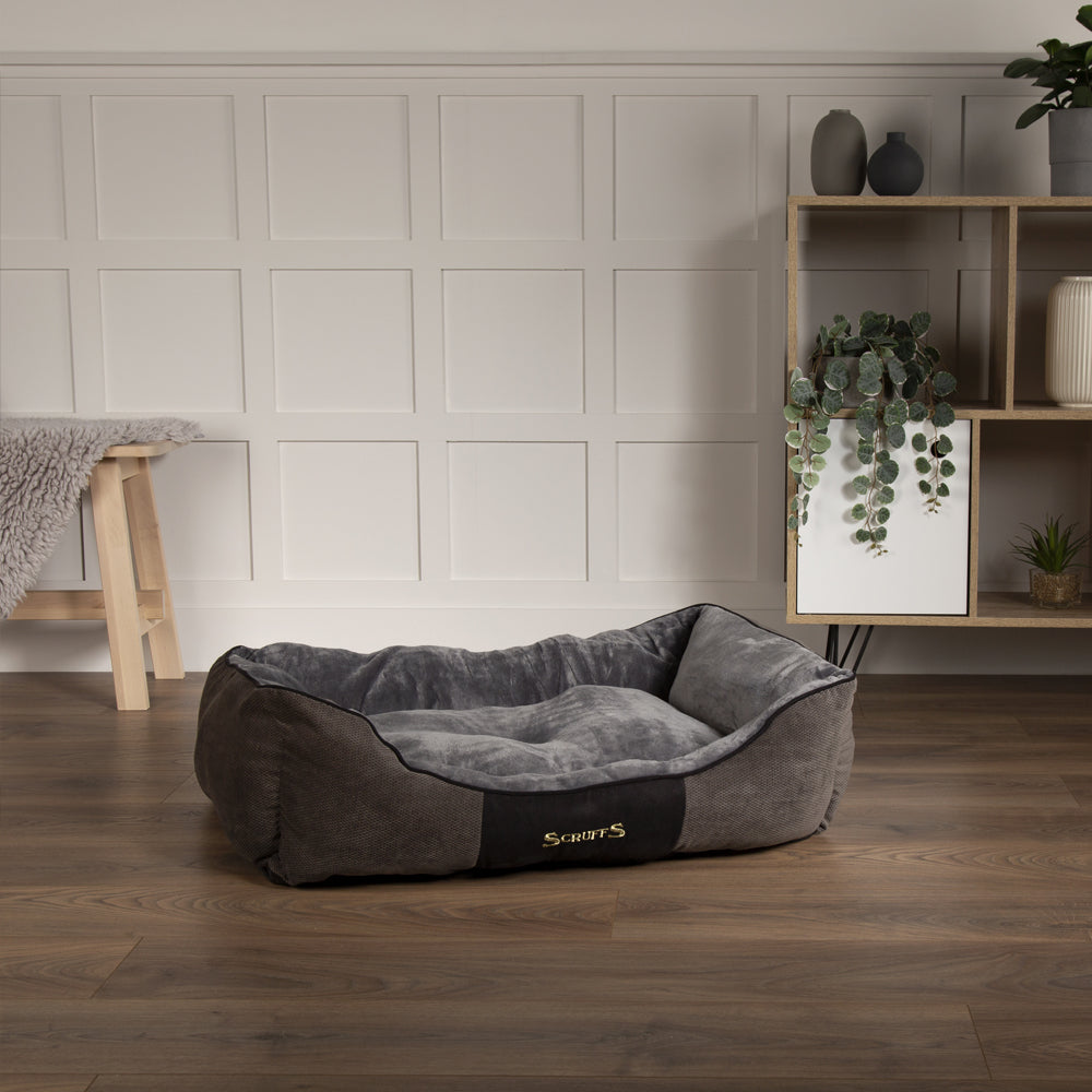 Chester Box Dog Bed (in Chocolate Brown, Dark Grey or Graphite Grey) by Scruffs