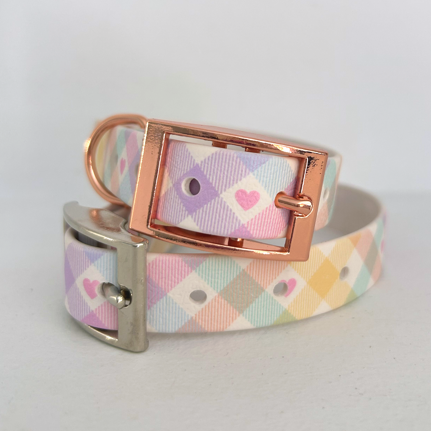 Pastel Vichy Handmade Dog Collar