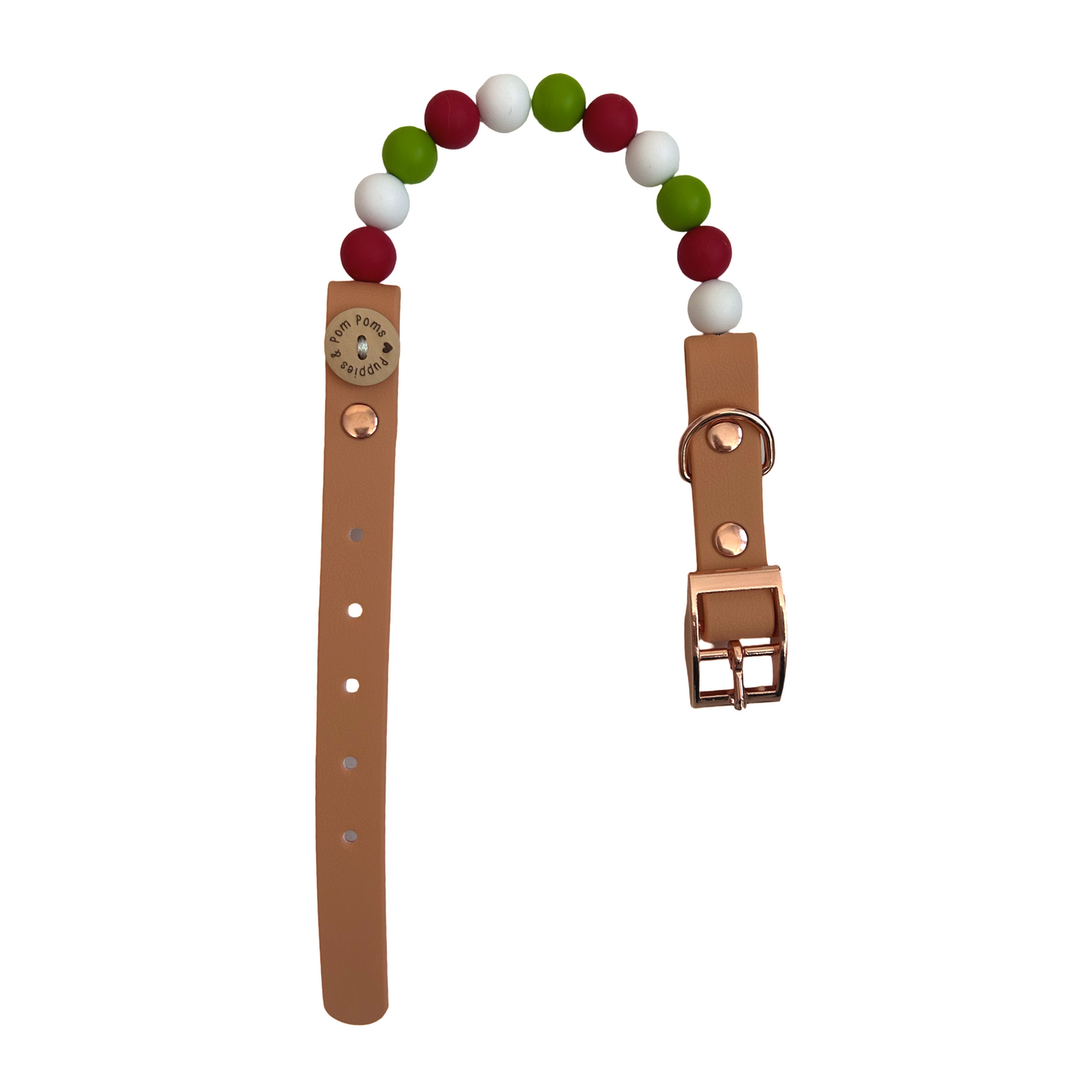 Handmade Vegan Beaded Christmas Dog Collar - Christmas Grinch