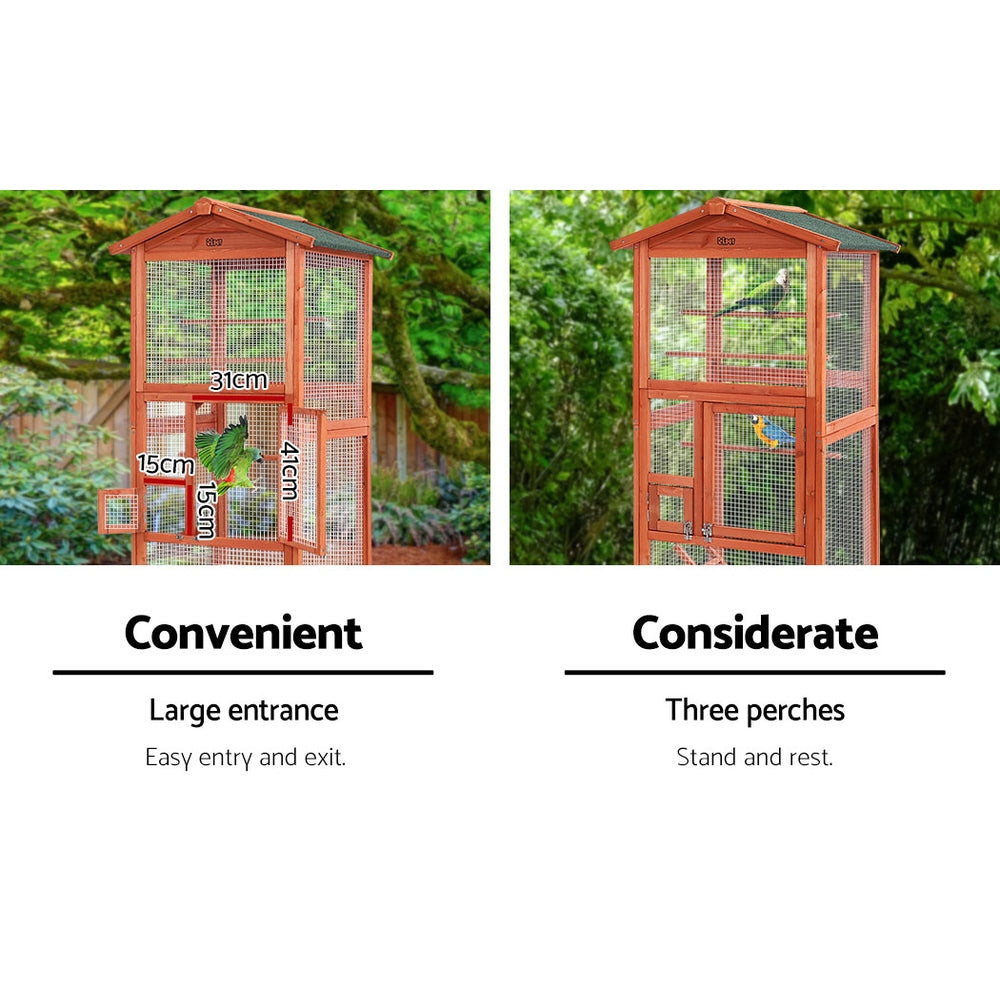 NNEDSZ Bird Cage Wooden Pet Cages Aviary Large Carrier Travel Canary Cockatoo Parrot XL