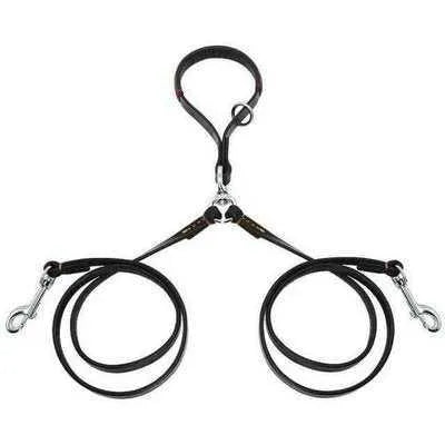 Golden Double Leather Pet Leads - Set of 2