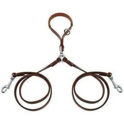 Golden Double Leather Pet Leads - Set of 2