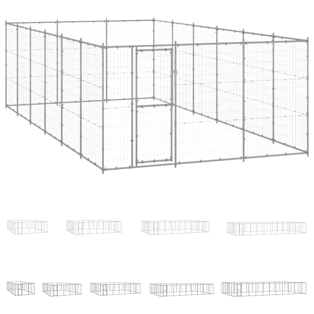 vidaXL Outdoor Dog Kennel Steel 547 ft²